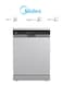 Midea Dishwasher 10 Programs, Wi-Fi, Capacity 14 Dish 3 Shelves And Extra Basket, Steel, 10L, WQP14W5233CS-KSA, Silver (Installation Not Included)