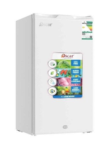 Oscar Mini Bar Refrigerator Single Door 3.1 Cubic Feet 89 Liters R600A Annual Energy Consumption 121 kWh, White Color, Model OR120DW