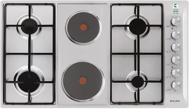 Glem Gas And Electric Hob With 4 Burner And 2 Hot Plate, P9LVCI (Installation Not Included)