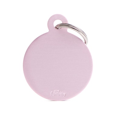 MyFamily Basic Collection Big Round Aluminum Dog ID Tag - Pink