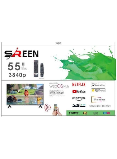 شاشة تلفزيون بدون إطار مقاس 55 بوصة، بدقة 4K فائقة الوضوح - نظام تشغيل WebOS مع جهاز تحكم عن بعد سحري