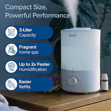 Levoit&nbsp;de-humidifier, Cool Mist Top Fill, 3L Water Tank.