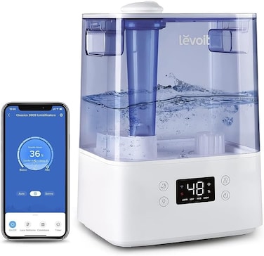 ليفويت OasisMist 600S - مرطب هواء ذكي 6 لتر مع تحكم Alexa - رذاذ بارد - تعبئة من الأعلى - ناشر زيوت عطرية - LUH-A601S-WAE