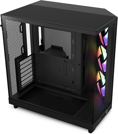 NZXT H6 Flow RGB, CC-H61FB-R1, Compact Dual-Chamber Mid-Tower Airflow Case, Includes 3 x 120mm RGB Fans, Panoramic Glass Panels, High-Performance Airflow Panels, Cable Management, Black