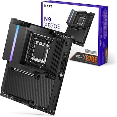 NZXT N9 X870E - AMD X870E AM5 ATX Gaming Motherboard for Ryzen 9000/8000/7000-20, 2, 1, DDR5, 4X M.2, PCIE 5.0, Wi-Fi 7, 5GbE, USB 4 &ndash; Full-Metal Cover, M.2 Quick-Release Latches &ndash; Black