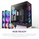 NZXT H9 Flow RGB, (2025) - Large Dual Chamber ATX Mid-Tower Airflow PC Case - Includes 7 RGB Fans (6 x 140 mm, 1 x 120 mm) and Control Stroke - 420 mm Radiator Support - Black
