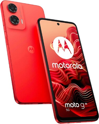 Motorola G35 5G Mobile Phone, 8GB RAM, 256GB Storage, Unisock T760, 6.7" 120Hz POLED Display, Android 14, Bright Red
