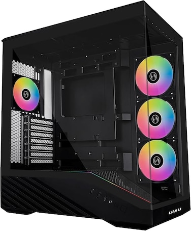 علبة NZXT H7 Flow RGB، علبة كمبيوتر متوسطة الحجم ATX مزودة بمراوح RGB، تدعم المراوح السفلية لتبريد وحدة معالجة الرسومات مباشرةً، تتضمن وحدة مروحة RGB أحادية الإطار مقاس 360 مم لون أسود