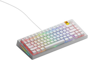 Glorious Gaming GMMK 3 Rapid Trigger Keyboard, Hall Effect, 8K Polling Rate, MX Mechanical &amp; Magnetic Switches, Hotswappable TKL 75% Keyboard, Doubleshot PBT keycaps, Arabic (White)