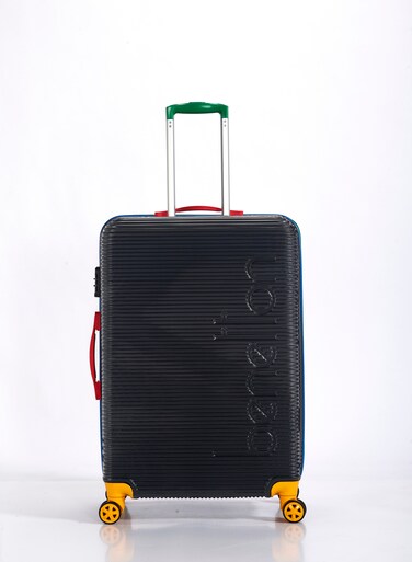 أمتعة مسجلة مقاس 24 بوصة مزودة بقفل TSA  المادة - أكريلونتريل بوتادين ستايرين  مقبض عربة قابل للتعديل   عجلات مزدوجة ناعمة تدور 360 درجة أسود