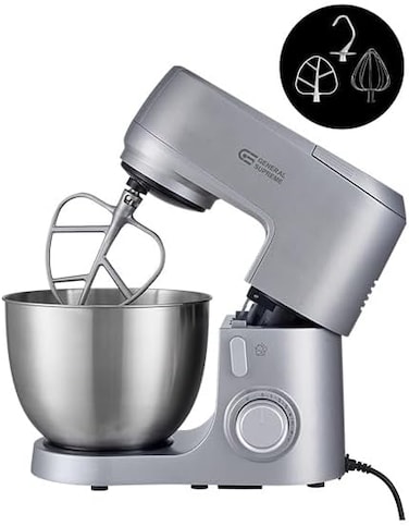 جنرال سوبريم عجانة سعة 6.5 لتر، 7 سرعات، وعاء ستانلس، 1300 واط، فضي، GSKM65600M