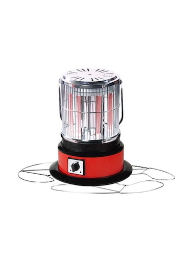 مدفأة كهربائية ذات 6 أنابيب بتصميم دائري بقدرة 2000 وات 807102006 أحمر وأسود