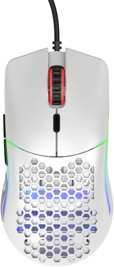 Glorious Gaming Model O- (Minus) Compact Wired Gaming Mouse - 58g Superlight Honeycomb Design, RGB, Pixart 3360 Sensor, Ambidextrous, Omron Switches - Matte White