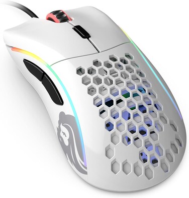 ماوس العاب موديل D ماينس من جلوريوس أبيض لامع GLO-MS-DM-GW USB