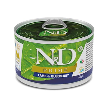 طعام معلب ان دي بلحم الضأن والتوت الأزرق للكلاب البالغة صغيرة الحجم من فارمينا - 140 جم