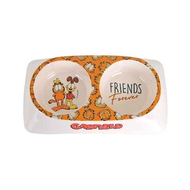 Garfield Double Melamine Food &amp; Water Bowl - 16L x 27W x 5.5H cm