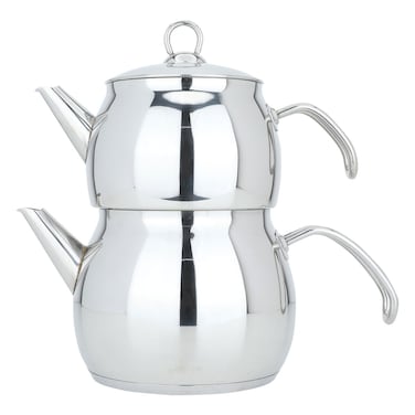 Saif Gallery Steel Teapot Set, 2 Pieces - Silver