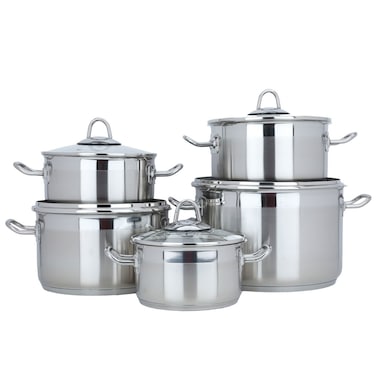 طقم أواني طهي تركية من الصلب ، 10 قطع