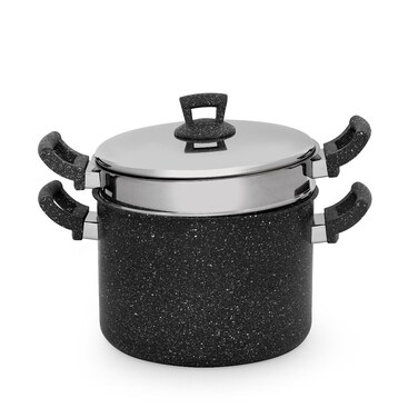 سيف غاليري وعاء جرانيت (هسكار)، مزدوج، 26 سم - أسود