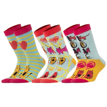 3 Pair Of Printed Socks Multicolour