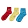 3 Pair Of Printed Socks Blue/Yellow/Red