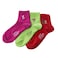 3 Pair Of Printed Socks Purple/Green/Red