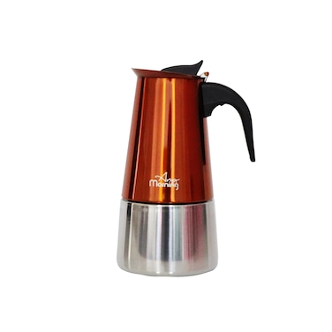 Any Morning Stovetop Espresso Coffee Maker Stainless Steel Induction Moka Pot, 300 ml, 10 oz, Copper