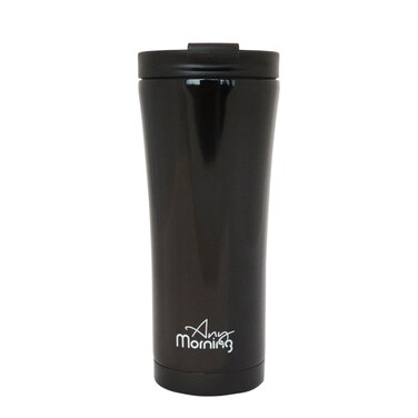Any Morning Travel Mug, Stainless Steel Coffee Tumbler, Leakproof Travel Coffee Cup, Spillproof Travel Mugs for Hot and Cold Beverage, 15 oz, Black