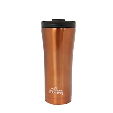 Any Morning Travel Mug, Stainless Steel Coffee Tumbler, Modern Travel Coffee Cup for Hot and Cold Beverage, Leakproof and Spillproof, 15 oz, Copper Colored