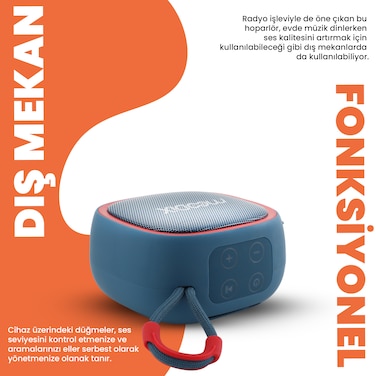 مكبر صوت بلوتوث من Moodix KI23KS659 مع بطاقة Micro SD ومنفذ USB، أزرق