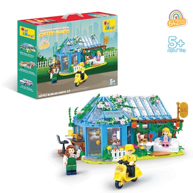 Ogi Mogi Toys Educational Building Blocks &ndash; Coffee House Playset (642 Pieces)   DIY Toy Caf&eacute; with 3 Figurines, Furniture, Bedroom &amp; Accessories   Pretend Play STEM Building Kit for Kids