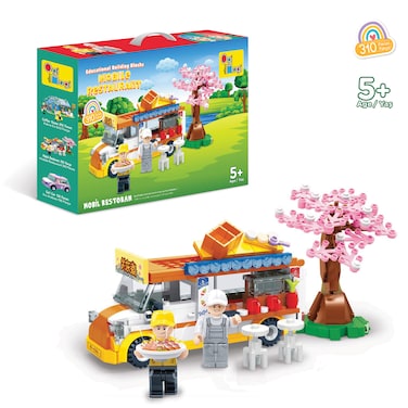 ألعاب أوجي موجي التعليمية - مجموعة لعب مطعم متنقل (310 قطع)   لعبة مقهى شاحنة طعام مع مجسمين، وغرفة زهور، ومقاعد خارجية   لعبة تظاهرية ممتعة في العلوم والتكنولوجيا والهندسة والرياضيات