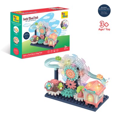 مجموعة مكعبات بناء حديقة عجلة فيريس من أوجي موجي تويز مع أضواء وأصوات - لعبة STEM للأطفال من سن 3 سنوات فما فوق، مجموعة بناء مدينة ملاهي ممتعة