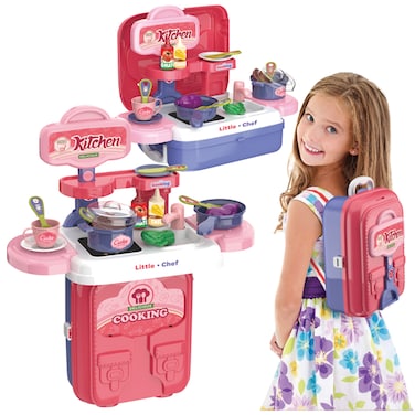 Ogi Mogi Toys Kitchen Play Set Backpack &ndash; Portable Cooking Toy for Girls with Utensils, Pots &amp; Accessories &ndash; Pretend Play Kitchen for Toddlers &amp; Kids