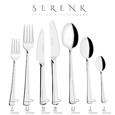 Serenk Paris 42-Piece 18/10 Stainless Steel Cutlery Set - Polished Finish, Durable Forks, Spoons and Knives