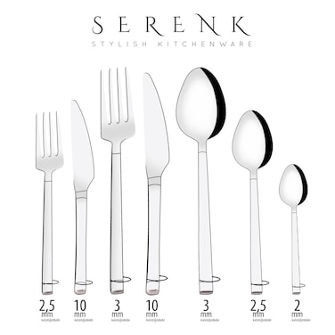 Serenk Barcelona 18-Piece 18/10 Stainless Steel Cutlery Set - Polished Finish, Durable Flatware for Elegant Dining