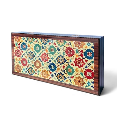 BiggDesign Bloom Backgammon Set &ndash; Scratch-Resistant MDF Board Game with Magnetic Lock, Checkers &amp; Dice Included &ndash; Foldable Classic Backgammon for Adults &amp; Family Game Night