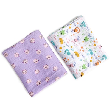 Milk&amp;Moo Friends Baby Swaddle Blankets, Set of 2