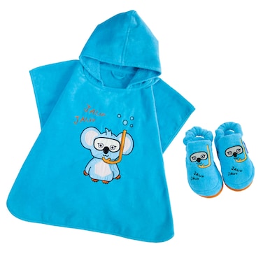 Milk&amp;Moo Kids Poncho and House Slippers Cool Koala