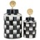 Porcelain Vase Set Alsaif Gallery, Two Pieces, 20/25 cm - Black and White