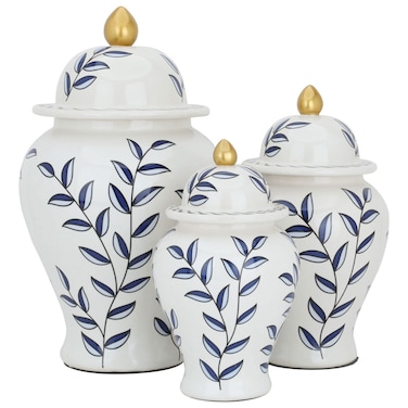 Porcelain Vase Set Alsaif Gallery, 3 Pieces - White Blue
