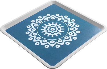 صينية تقديم بلاستيكية السيف، 32 سم، مربع - أزرق