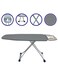 Lynx Stainless Steel Turkish Ironing Board Non-Slip Foot, Height Adjustment Handle, Steam Permeable Body And Silicone With Cotton Cover 30 X 100 CM LY235