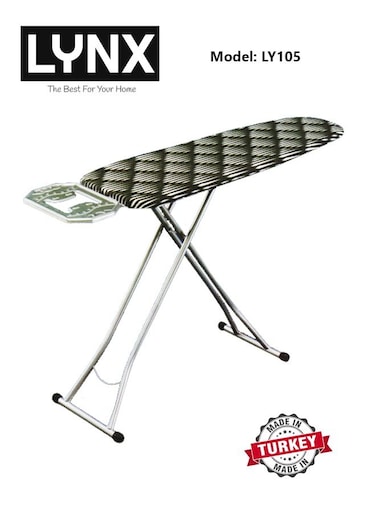 لينكس لوح كي تركي متعدد الألوان 30 × 100 سم مع مسند مكواة بخار، مقاوم للحرارة، لوح كي حديث خفيف الوزن مع نظام قفل وارتفاع قابل للتعديل