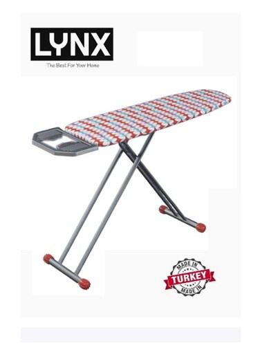 Lynx Turkish Ironing Board Multiple Color 33x113cm With Steam Iron Rest, Heat Resistant, Modern Lightweight Ironing Board With Locking System And Adjustable Height LY115
