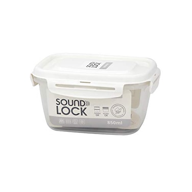 Locknlock Soundlock Polypropylene Rectangular Container, 850ml Capacity, White