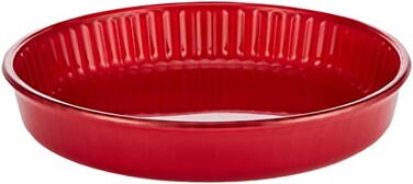 Borcam Glass Round Tray 1 Piece Red - 26cm Red