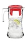 Pasabahce 43018&nbsp;Glass Jug, 1.5&nbsp;Lt, Clear/Red