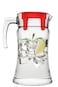 Pasabahce 43018&nbsp;Glass Jug, 1.5&nbsp;Lt, Clear/Red