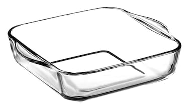 Pasabahce Borcam Square Glass Baking Tray 1.95L - Clear Durable Ovenware  Microwave Safe Dishwasher Safe  Heat Resistant  Perfect For Baking &amp; Serving